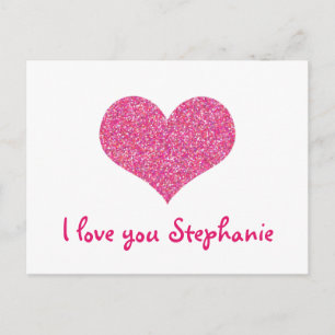 Pink Heart I Love You Girly Name Postcard