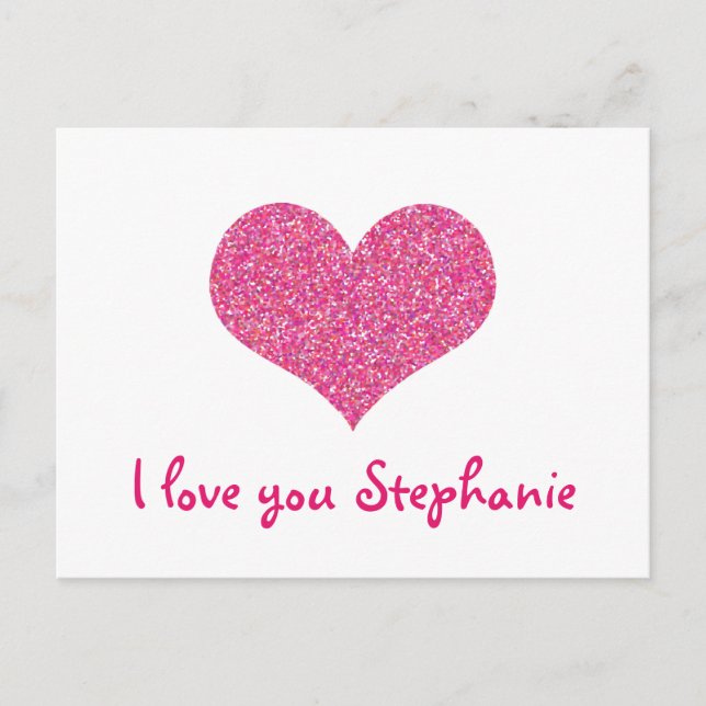 Pink Heart I Love You Girly Name Postcard (Front)