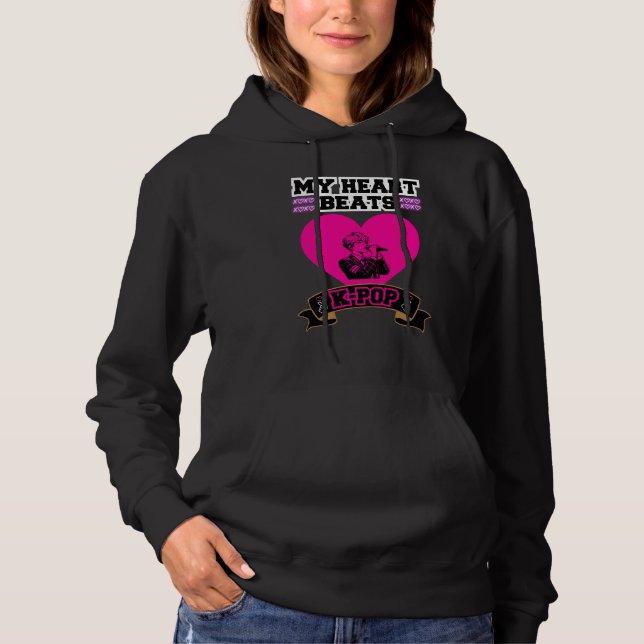 Pink Heart Idol Singing KPop Music Love Design Hoodie (Front)