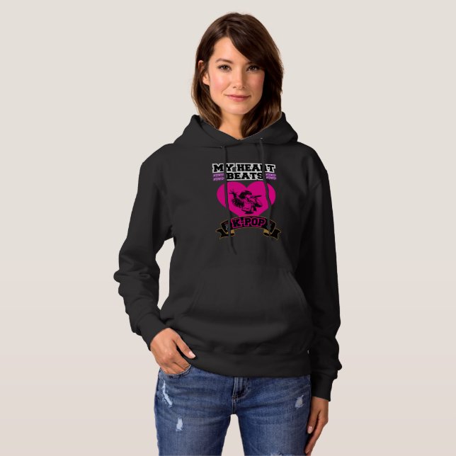 Pink Heart Idol Singing KPop Music Love Design Hoodie (Front Full)