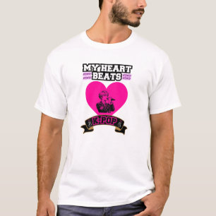 Pink Heart Idol Singing KPop Music Love Design T-Shirt