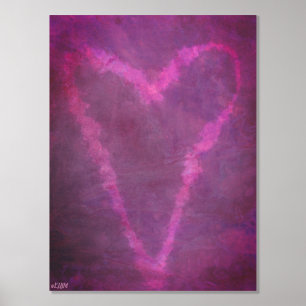 Pink Heart II Gold or Silver Foil Print