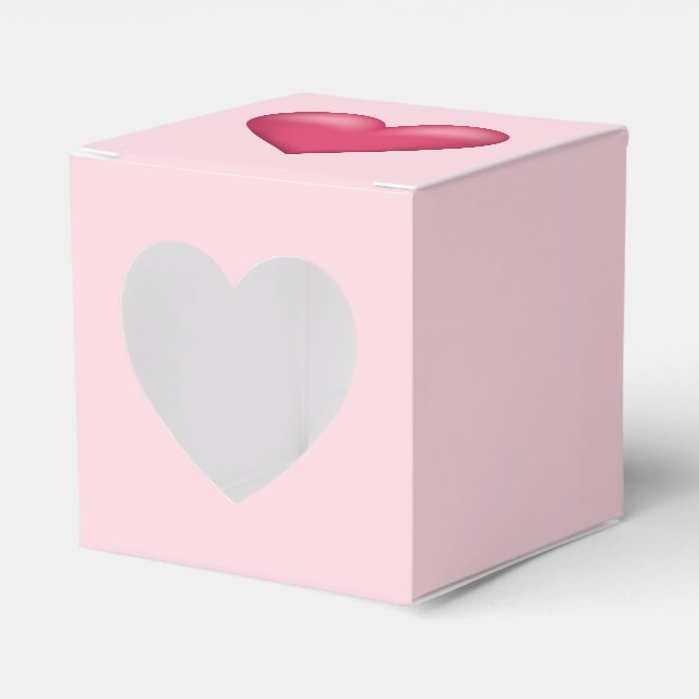 Pink Heart Illustration On Light Pink Colour Favour Box (Front Side)