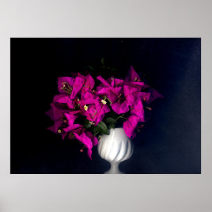 Pink heart in black poster