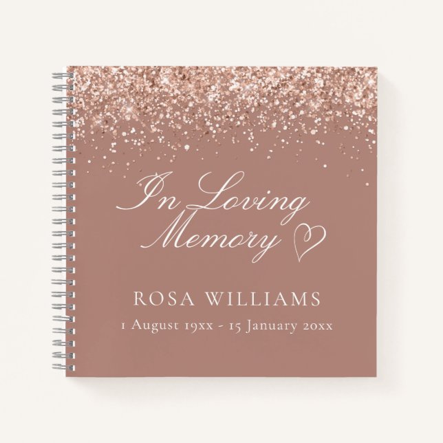 Pink Heart In Loving Memory Funeral Guest Book (Front)