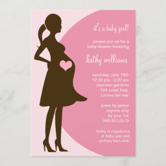 Pink Heart in Tummy Baby Shower Invitation