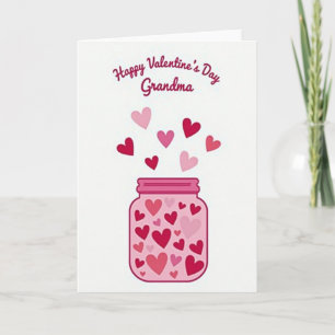 Pink Heart Jar Grandma Card