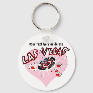 Pink Heart Las Vegas Key Ring