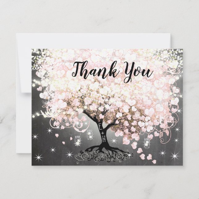 Pink Heart Leaf Tree Bridal Shower Invite (Front)