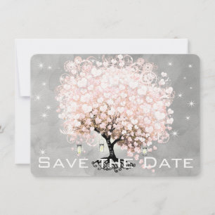 Pink Heart Leaf Tree Save the Date