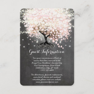 Pink Heart Leaf Tree Wedding Information Card