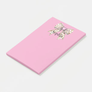 Pink Heart Leopard Girly Bow Post-it Notes