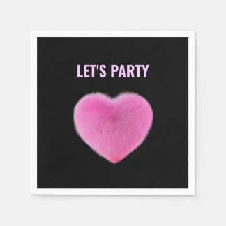 Pink Heart Lets Party Napkin