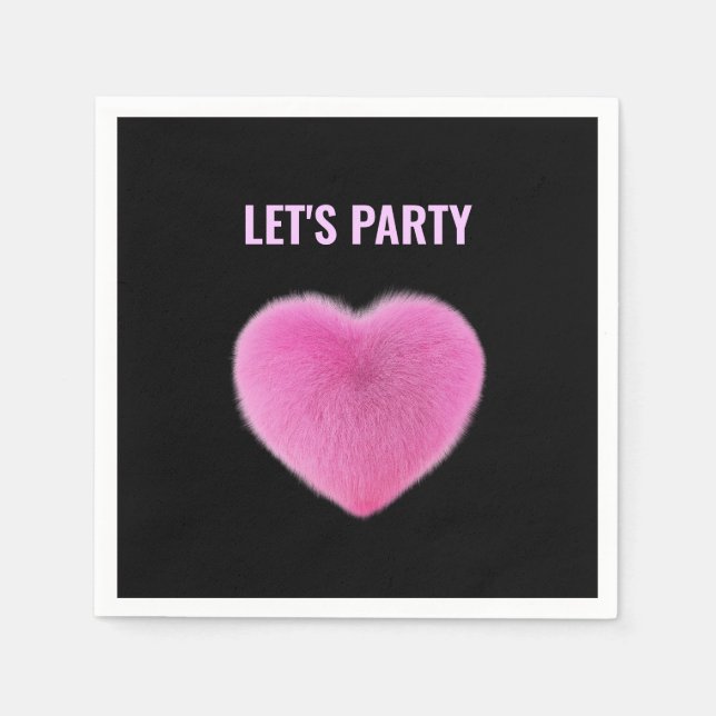 Pink Heart Lets Party Napkin (Front)