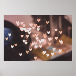 Pink heart lights decors poster