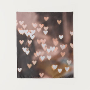 Pink heart lights decors tapestry