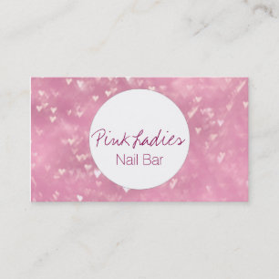 Pink heart lights pattern Nail Bar beautician Business Card