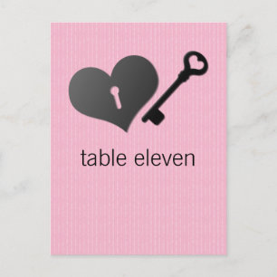 Pink Heart Lock and Key Table Postcard