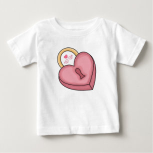 Pink Heart Lock with Love Birds Baby T-Shirt