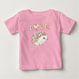 Pink Heart Love Balloons Cute Hedgehog Baby T-Shirt