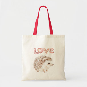 Pink Heart Love Balloons Cute Hedgehog Tote Bag