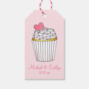 Pink Heart Love Cupcake Bridal Shower Wedding Gift Tags