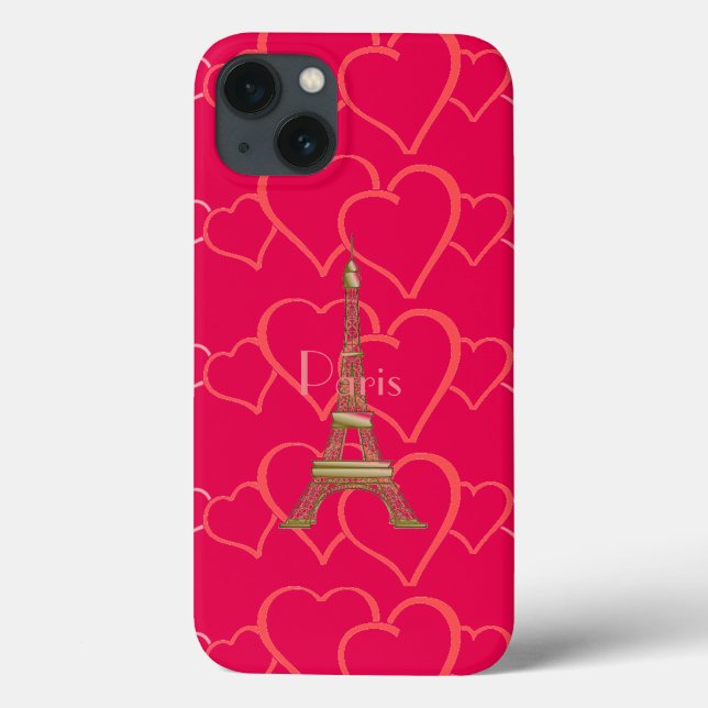  Pink Heart Love Eiffel Tower Paris Case-Mate iPhone Case (Back)