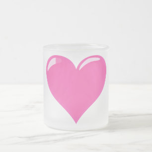 Pink Heart Love Frosted Glass Coffee Mug