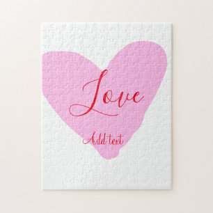 Pink heart love happy Valentine's day text red nam Jigsaw Puzzle