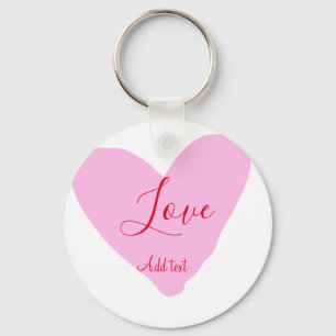 Pink heart love happy Valentine's day text red nam Key Ring