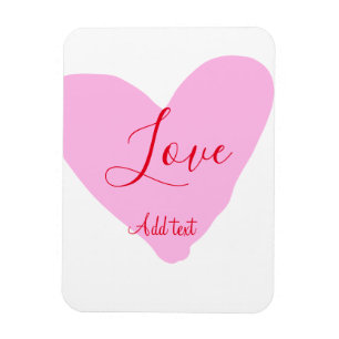 Pink heart love happy Valentine's day text red nam Magnet