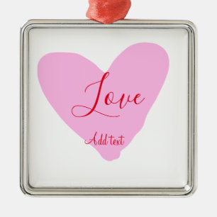 Pink heart love happy Valentine's day text red nam Metal Tree Decoration
