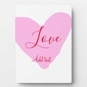 Pink heart love happy Valentine's day text red nam Plaque