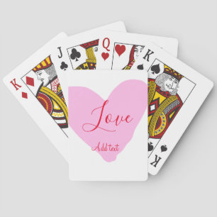 Pink heart love happy Valentine's day text red nam Playing Cards