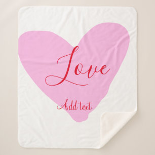 Pink heart love happy Valentine's day text red nam Sherpa Blanket
