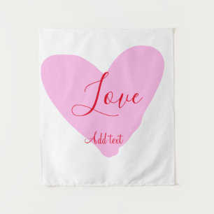 Pink heart love happy Valentine's day text red nam Tapestry
