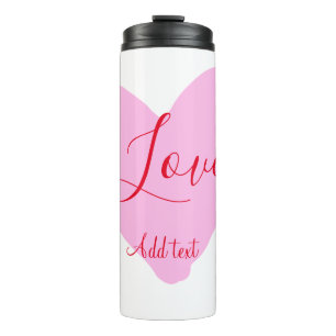 Pink heart love happy Valentine's day text red nam Thermal Tumbler