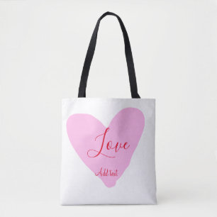 Pink heart love happy Valentine's day text red nam Tote Bag