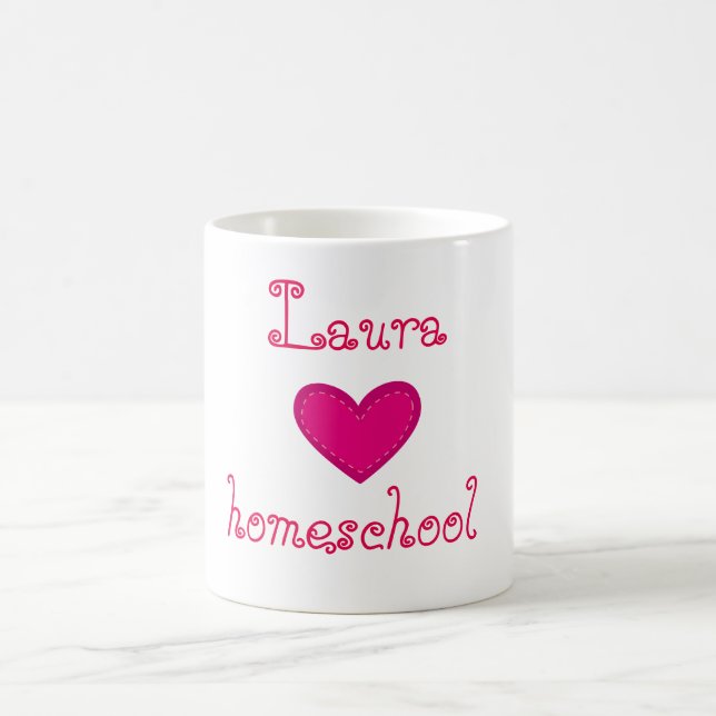 Pink heart love homeschool coffee mug (Center)