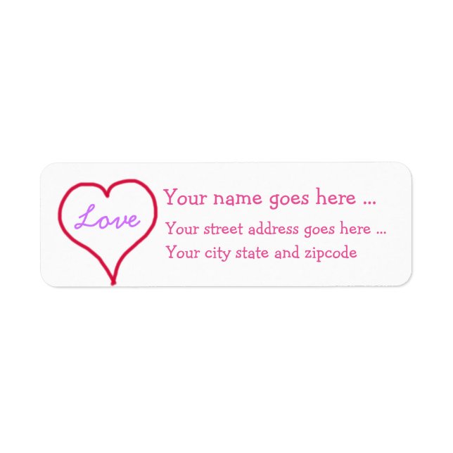 Pink Heart love Return Address Labels (Front)