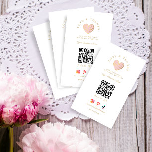 Pink Heart Love & Thanks Supporting Small Business Card
