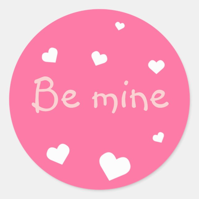 Pink heart love Valentine's day custom party favou Classic Round Sticker (Front)