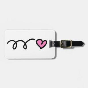Pink heart luggage tag
