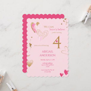 Pink Heart-ly Believe Birthday Party Invitation