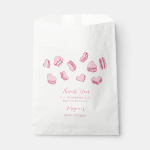 Pink Heart Macarons Baby Shower Favour Bags