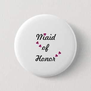 Pink Heart Maid of Honour 6 Cm Round Badge