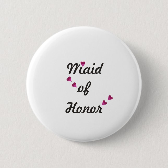 Pink Heart Maid of Honour 6 Cm Round Badge (Front)