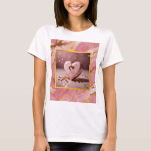 Pink heart marble and gold T-Shirt