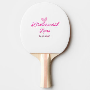 PINK heart minimal add name bridesmaid gift year Ping Pong Paddle