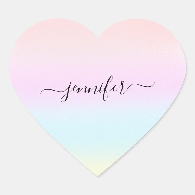 Pink Heart Minimalism Name Bridal Ombre Pastels Sticker (Front)